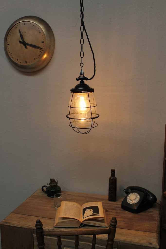 Engine Room Hanging Drop shaped glass pendant light with