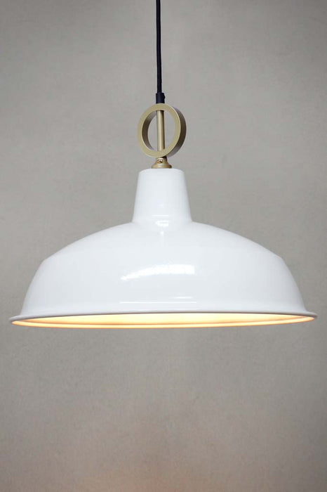 Gold pendant cord with large white shade without disc