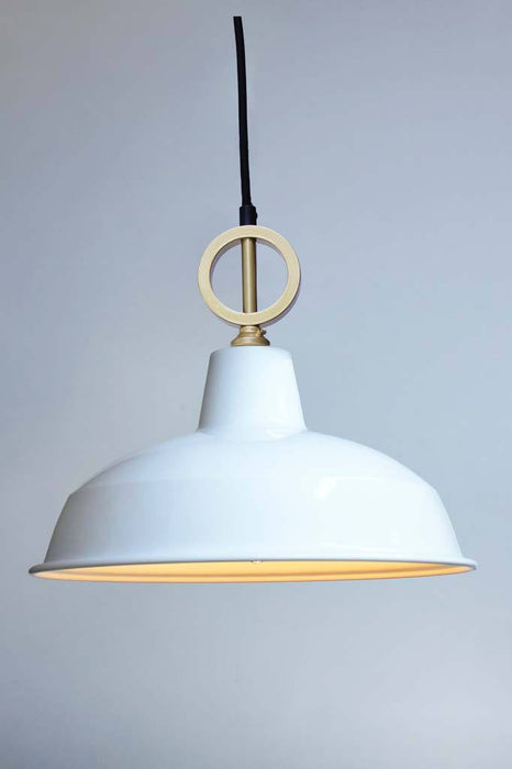 Gold pendant cord with small white shade without disc