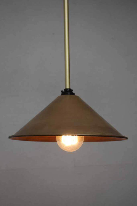 Gold pole pendant with brass cone shade