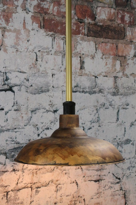 Gold pole pendant with rust shade