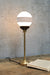 Gold steel candlestick lamp with opal four stripe shade