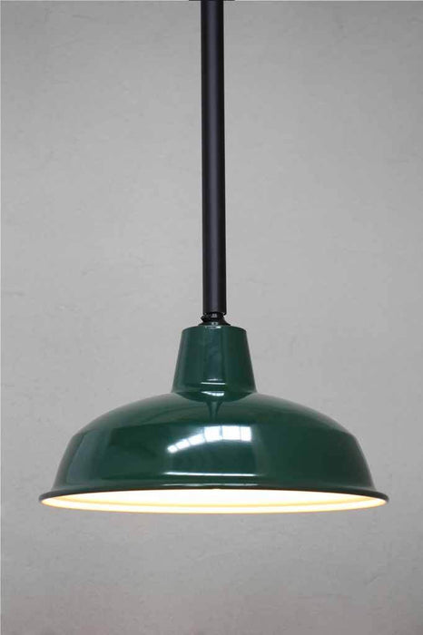 Green Shade with black pole pendant
