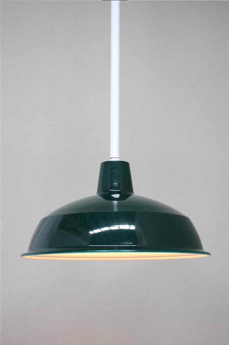 Green Shade with white pole pendant