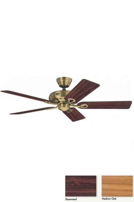 Hunter ceiling fan savoy 132cm 52inch antique brass with rosewood and medium oak switch blades