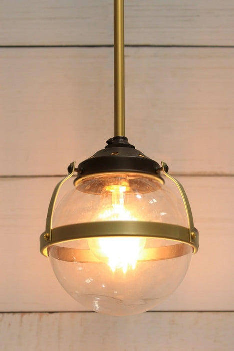 Huxley pendant small clear shade with gold fixture
