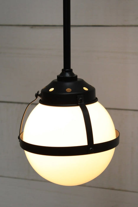 Huxley glass pendant, small opal shade with black fixture