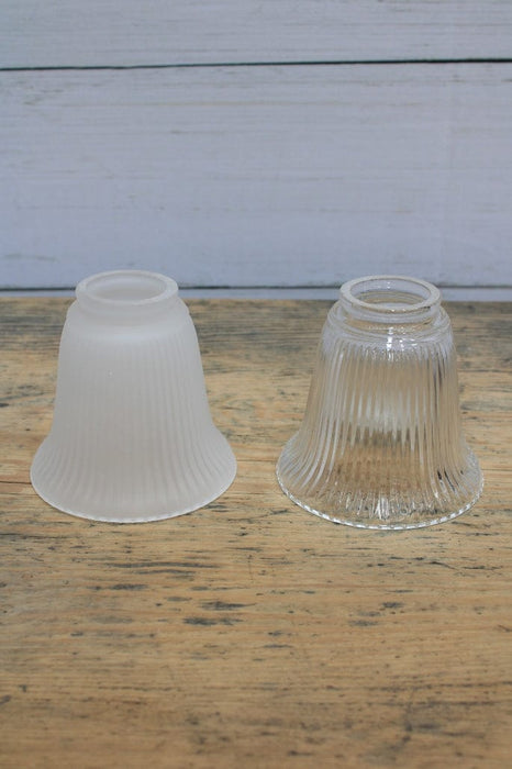 Clear and opal ribbed glass shade 
