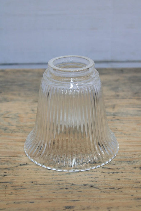 Close up of clear glass ribbed shade 