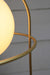 Pendant light with opal glass ball shade and gold/brass metalware.