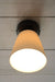 Ceiling light with black base and large ceramic shade