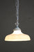 glass pendant light. modern classic. milky opal glass shade with chain suspension cord