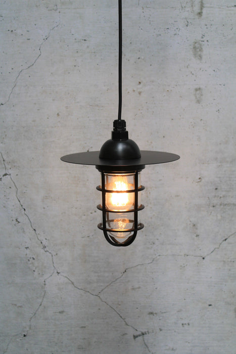 Bunker pendant with cage and black disc