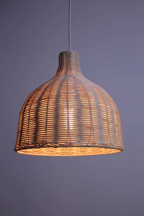 Small wicker pendant light with natural finish