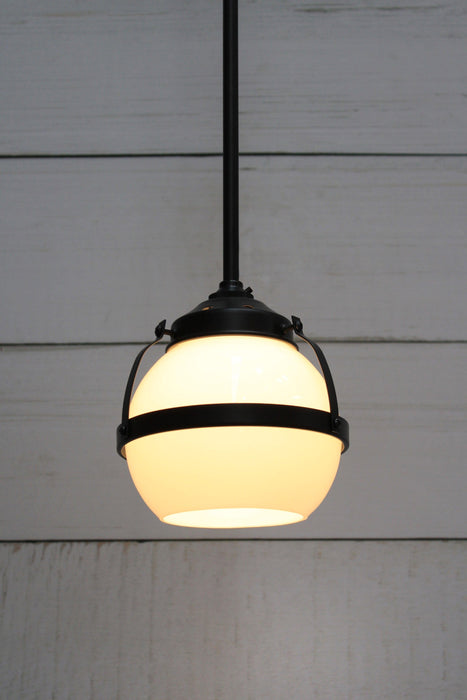 Huxley pendant small open opal shade with black fixture