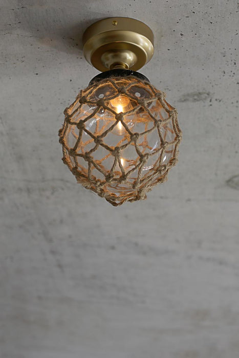 Small glass ball ceiling light with rope cover