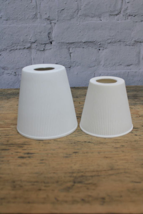 Size comparison between small and large ceramic shade. 