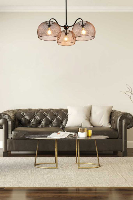 Industrial Gooseneck basket chandelier in living room