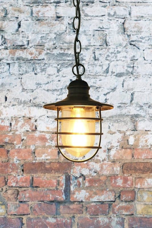 Industrial coastal pendant light. hanging chain light for beach house.  