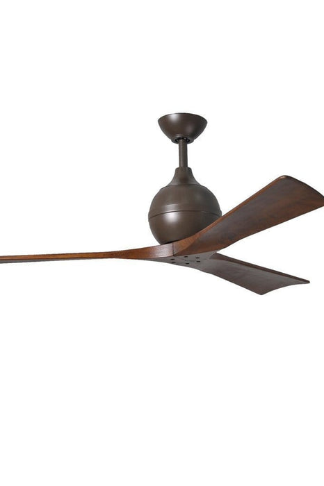 Irene 3 ceiling fan in textured bronze finish for motor housing and solid walnut stained wooden blades