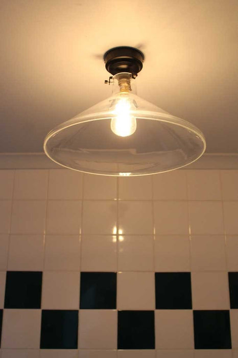 Lab funnel batten light with clear glass shade ideal for kitchen lighting or bedroom lighting