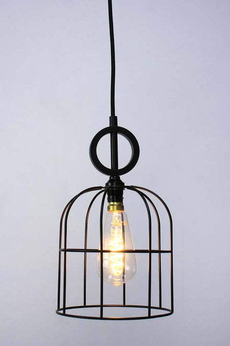 Large black cage pendant with black cord without disc