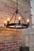Lodge chandelier. black chandelier. black metal finish. chain cord and 8 lamp holders to hold the edison style bulbs