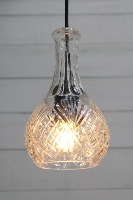 Round decanter light. upcycled