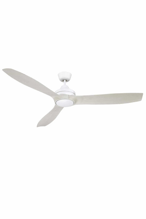 White ceiling fan with timber-look blades