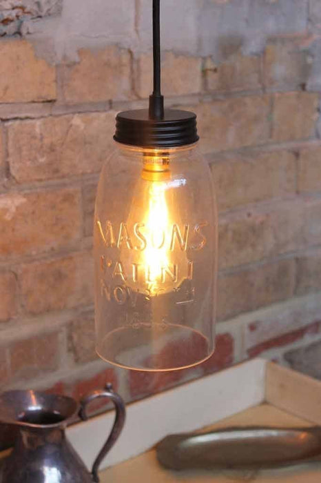Mason jar lights with mason logo and metal lid