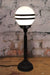 Matt black large candlestick table lamp with two stripe shade