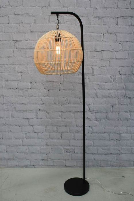 Meadowbrook Rattan Floor Lamp in black finish