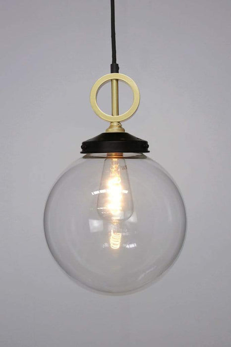 Medium clear glass pendant with gold cord without disc