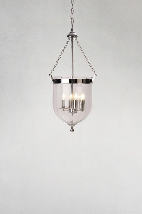 Medium float glass lamp pendant light with chrome finish