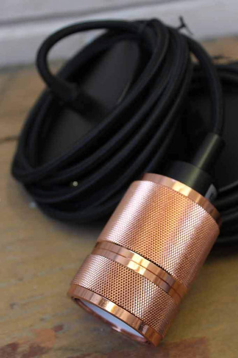 Knurled Metal Pendant Light Cords- E27 Lamp Holder