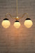Gooseneck three light chandelier in gold/brass with ridged glass shades