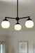 Michigan Open Glass Double - Triple Chandelier with black steel arms and small opal shades