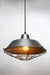 Modern steel hanging light with metal cage guard