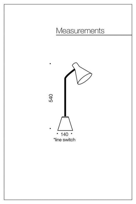 Modern table lamp measurements