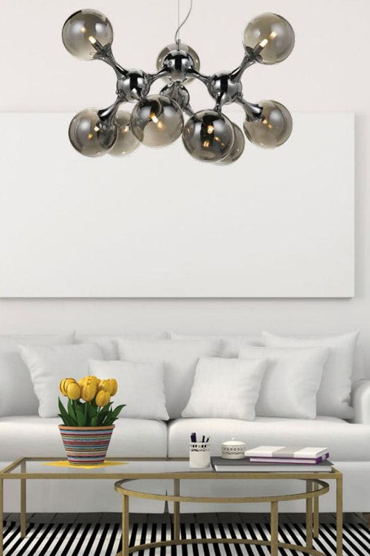 molecule pendant light chrome with smoked glass