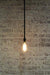 Bare pole pendant with bare bulb and one pole