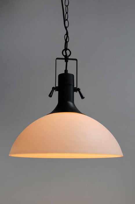 Opal glass pendant light with large shade