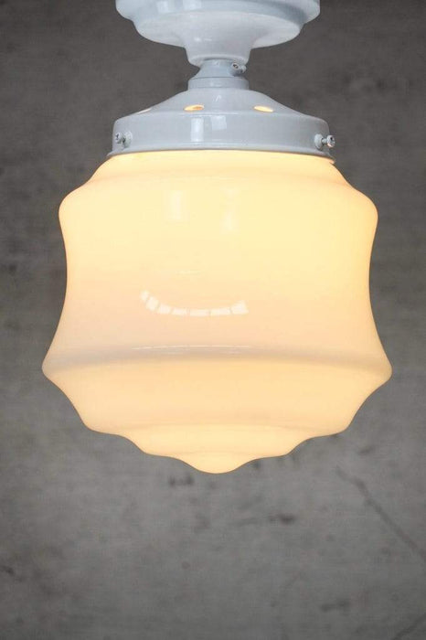 Opal glass flush mount light with white batten holder