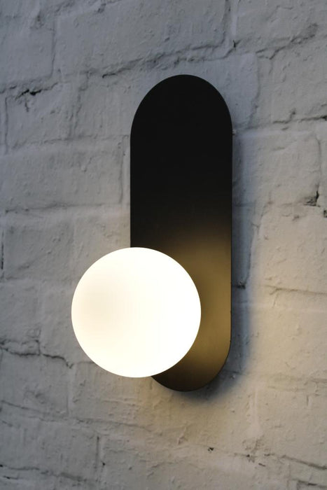 Opal wall light with black wall plate