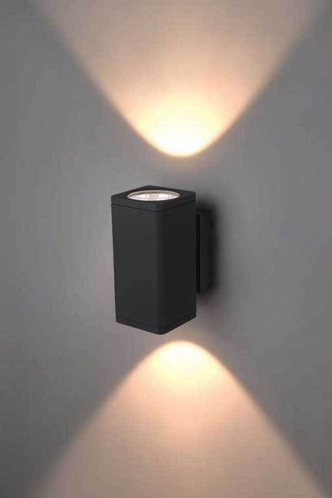 Outdoor cylinder up down square wall light in black