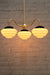 Gooseneck chandelier in gold/brass finish with 3 rippled opal glass shades