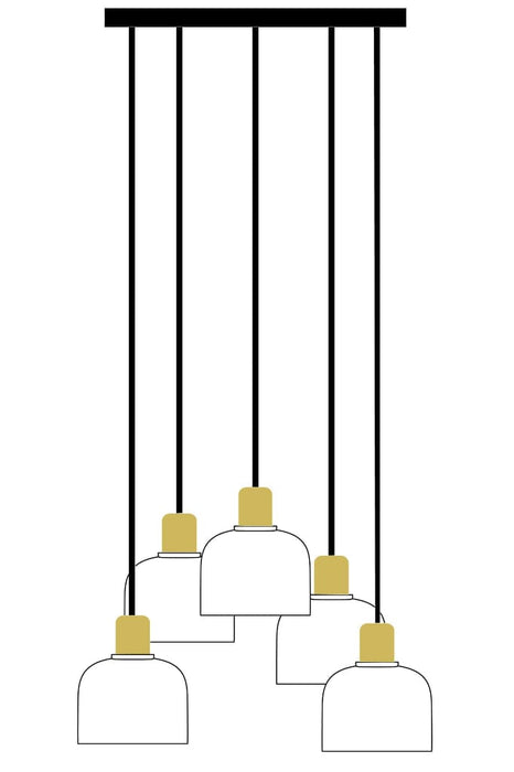 Gold/brass five light pendant