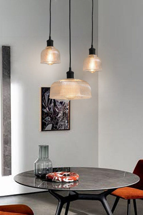 Three light chapman pendant with two small and one large shade