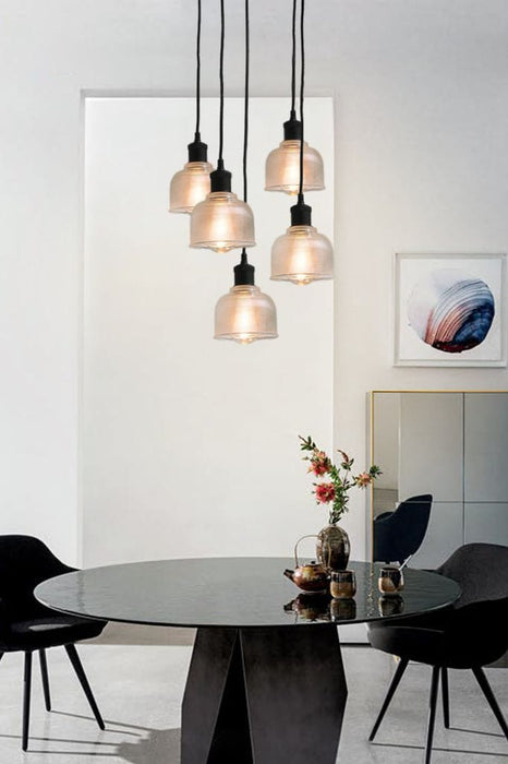 Five light pendant with small shades