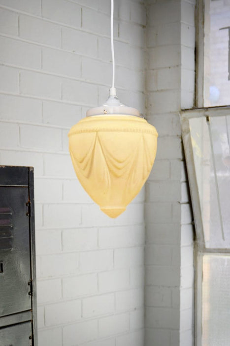 glass pendant light with round white chain cord